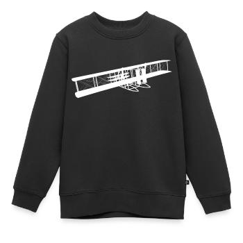 Historisches Motorflugzeug von 1905 - Kinder Premium Organic Sweatshirt - Schwarz - Vorne - AI Model Kid Female (0cm)