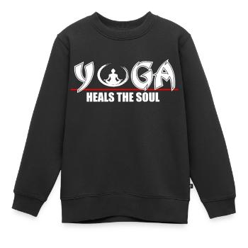 Yoga heilt die Seele - Kinder Premium Organic Sweatshirt - Schwarz - Vorne - AI Model Kid Female (0cm)