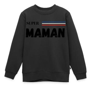 super maman - Sweat Premium enfant bio - noir - Devant - AI Model Kid Female (0cm)