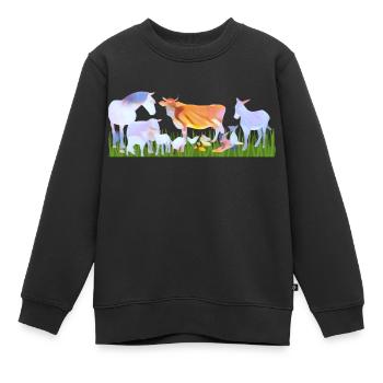 Animaux de ferme / animaux dans le cœur - Sweat Premium enfant bio - noir - Devant - AI Model Kid Female (0cm)