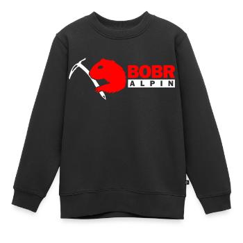 Bobr Alpin Logo Hell - Kinder Premium Organic Sweatshirt - Schwarz - Vorne - AI Model Kid Female (0cm)