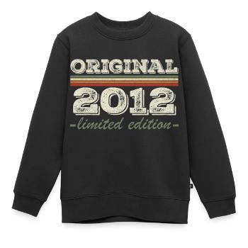 Légende depuis 2012 Né en 2012 Anniversaire 2012 - Sweat Premium enfant bio - noir - Devant - AI Model Kid Female (0cm)