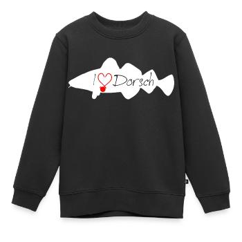 I Love Cod white - Kids Premium Organic Sweatshirt - black - Front - AI Model Kid Female (0cm)