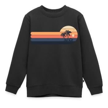 Retro Sonnenuntergang Palmen - Kinder Premium Organic Sweatshirt - Schwarz - Vorne - AI Model Kid Female (0cm)