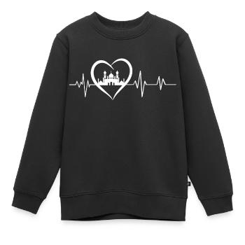 battement de cœur mosquée - Sweat Premium enfant bio - noir - Devant - AI Model Kid Female (0cm)