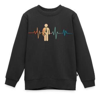 Retro-Buchhaltung Heartbeat - Kinder Premium Organic Sweatshirt - Schwarz - Vorne - AI Model Kid Female (0cm)