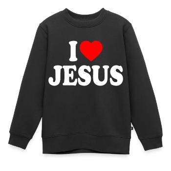 I love jesus - Kinder Premium Organic Sweatshirt - Schwarz - Vorne - AI Model Kid Female (0cm)