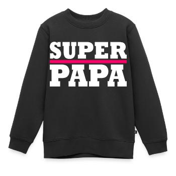 Super papa - Sweat Premium enfant bio - noir - Devant - AI Model Kid Female (0cm)