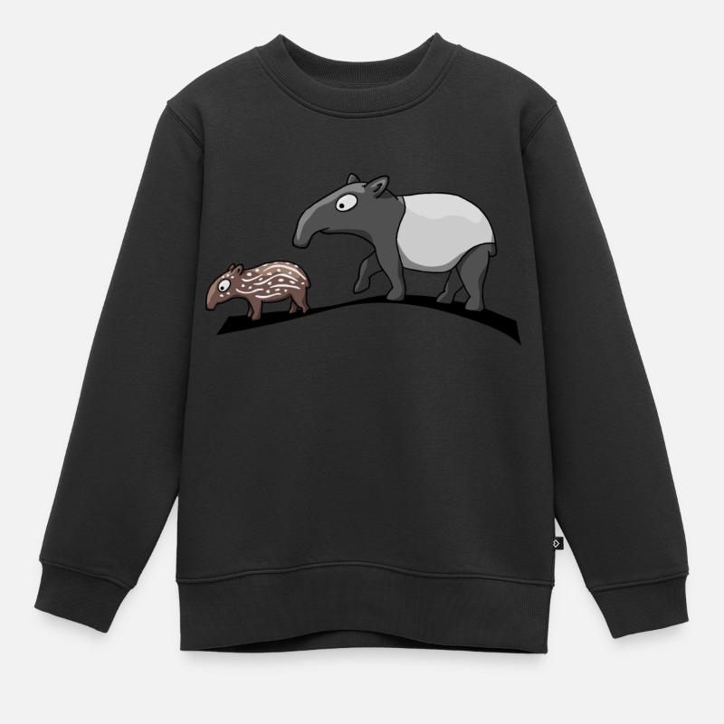 tapir famille bébé et mère - Sweat Premium enfant bio - noir