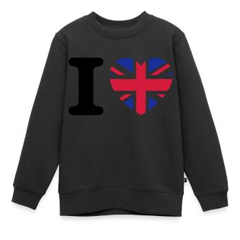 I love UK - Sweat Premium enfant bio - noir - Devant - AI Model Kid Female (0cm)