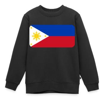 PHILIPPINES FLAG round corner 400 dpi - Kinder Premium Organic Sweatshirt - Schwarz - Vorne - AI Model Kid Female (0cm)
