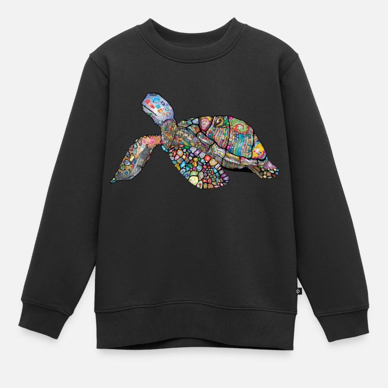Schildkröte Mosaik - Kinder Premium Organic Sweatshirt - Schwarz