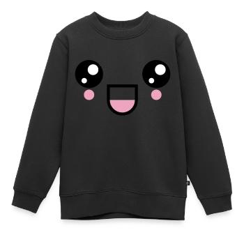 Kawaii visage de rire visage émoticône émoticône visage - Sweat Premium enfant bio - noir - Devant - AI Model Kid Female (0cm)