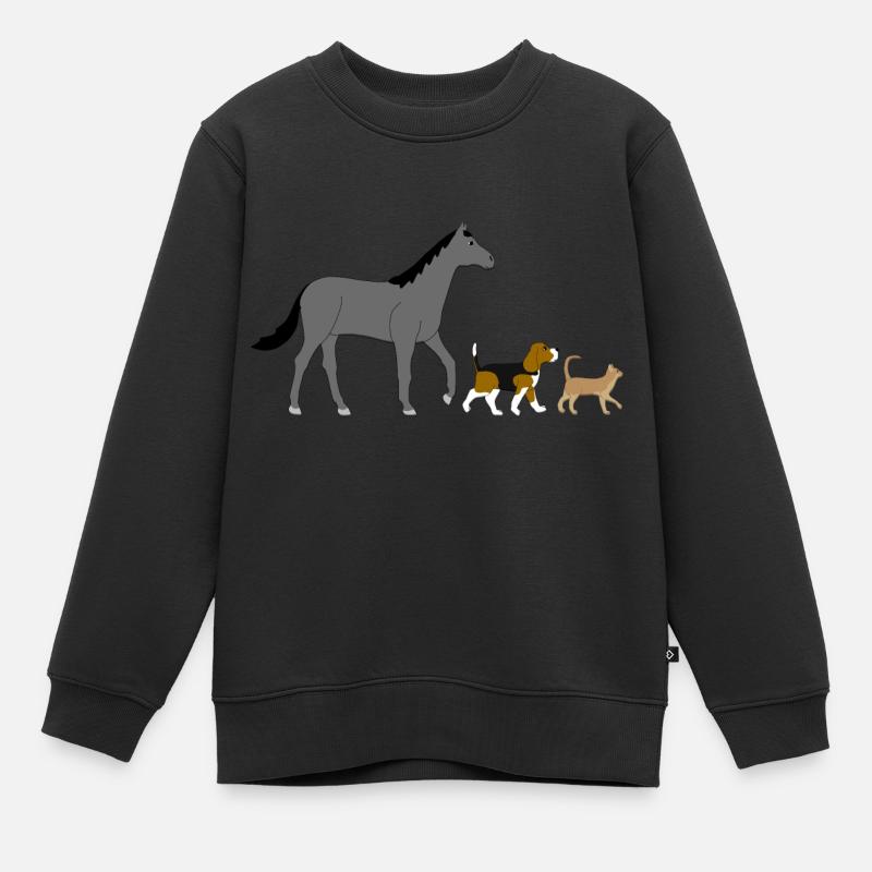 Cheval, chien, chat - Sweat Premium enfant bio - noir