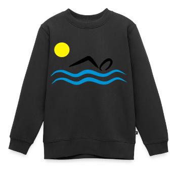 open water swimming - Kids Premium Organic Sweatshirt - black - Front - AI Model Kid Female (0cm)