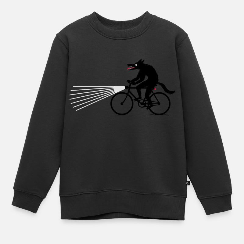 Loup à vélo - Sweat Premium enfant bio - noir