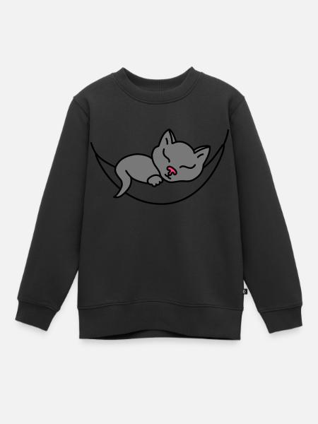 Sleeping Cat - Kids Premium Organic Sweatshirt - black