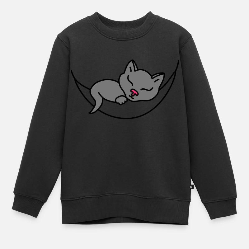 Chat endormi - Sweat Premium enfant bio - noir