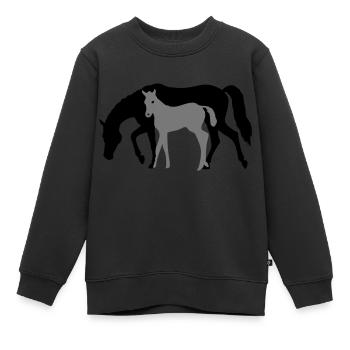 Mare and Foal Horse Design - Kids Premium Organic Sweatshirt - black - Front - AI Model Kid Female (0cm)