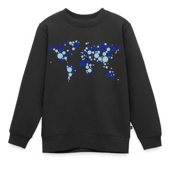 Weltkarte Erde Planet Globus Kontinent Kreis Punkt - Kinder Premium Organic Sweatshirt - Schwarz - Vorne - AI Model Kid Female (0cm)