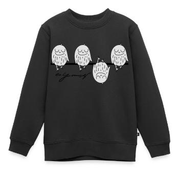 quatre oiseaux - Sweat Premium enfant bio - noir - Devant - AI Model Kid Female (0cm)