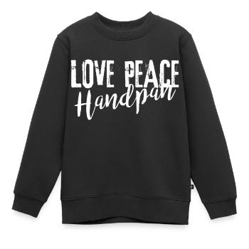 LOVE PEACE Handpan white - Kinder Premium Organic Sweatshirt - Schwarz - Vorne - AI Model Kid Female (0cm)