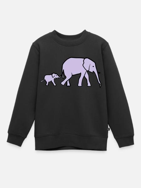 Elephant mother and baby - Sweat Premium enfant bio - noir