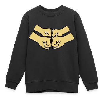 4 Haende Crew - Kinder Premium Organic Sweatshirt - Schwarz - Vorne - AI Model Kid Female (0cm)