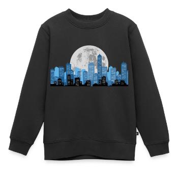 Mondlicht Stadtbild - Kinder Premium Organic Sweatshirt - Schwarz - Vorne - AI Model Kid Female (0cm)