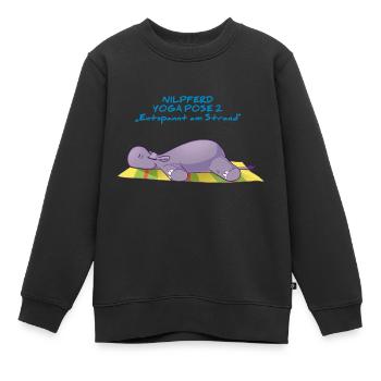 Inge Nilpferd Yoga Pose 2 "Entspannt am Strand" - Kinder Premium Organic Sweatshirt - Schwarz - Vorne - AI Model Kid Female (0cm)
