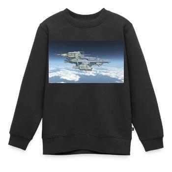Ein riesiges Raumschiff über den Wolken - Kinder Premium Organic Sweatshirt - Schwarz - Vorne - AI Model Kid Female (0cm)