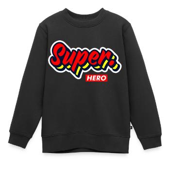 Super héros - Sweat Premium enfant bio - noir - Devant - AI Model Kid Female (0cm)