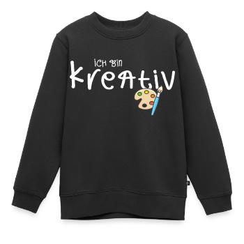 Spruch Ich bin kreativ Farbpalette Pinsel Kinder - Kinder Premium Organic Sweatshirt - Schwarz - Vorne - AI Model Kid Female (0cm)