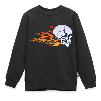 Kopf des Todes Schädel Schädel Flamme Feuer Flamme - Kinder Premium Organic Sweatshirt - Schwarz - Vorne - AI Model Kid Female (0cm)