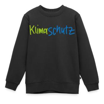 Klimaschutz - Schriftzug - Kinder Premium Organic Sweatshirt - Schwarz - Vorne - AI Model Kid Female (0cm)