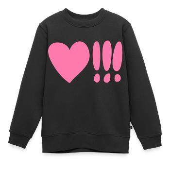 Coeur avec point d’exclamation Pink - Sweat Premium enfant bio - noir - Devant - AI Model Kid Female (0cm)