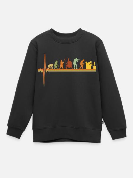 Gaming EKG Herzschlag Evolution Retro Gamer - Kinder Premium Organic Sweatshirt - Schwarz