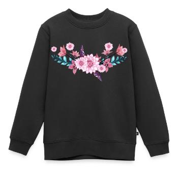 blumen - Kinder Premium Organic Sweatshirt - Schwarz - Vorne - AI Model Kid Female (0cm)