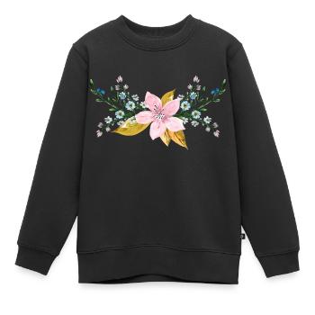 Blumen - Kinder Premium Organic Sweatshirt - Schwarz - Vorne - AI Model Kid Female (0cm)