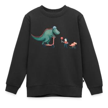 T-Rex, Halt Stop. Voici les Tricératops - Sweat Premium enfant bio - noir - Devant - AI Model Kid Female (0cm)