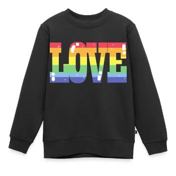 Pride Love Regenbogenfahne - Kinder Premium Organic Sweatshirt - Schwarz - Vorne - AI Model Kid Female (0cm)
