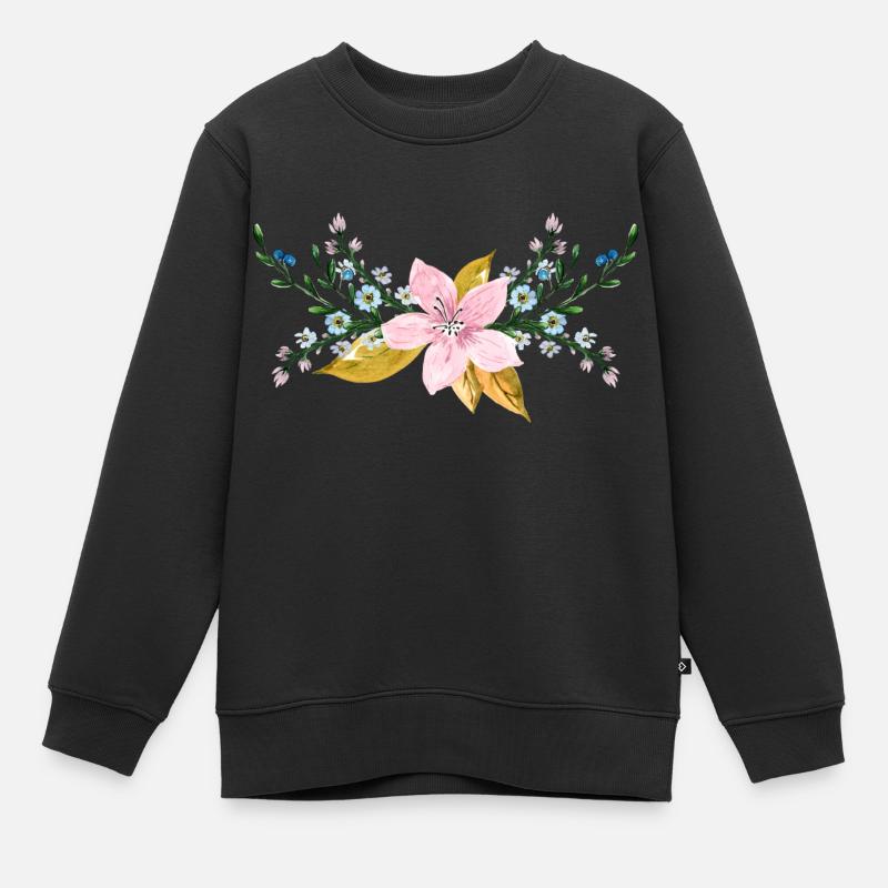 Fleur - Sweat Premium enfant bio - noir