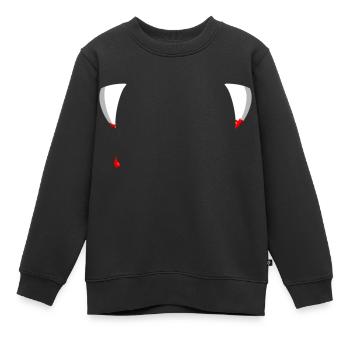 Halloween Vampirzähne T-Shirt Vampir Kostüm Party - Kinder Premium Organic Sweatshirt - Schwarz - Vorne - AI Model Kid Female (0cm)