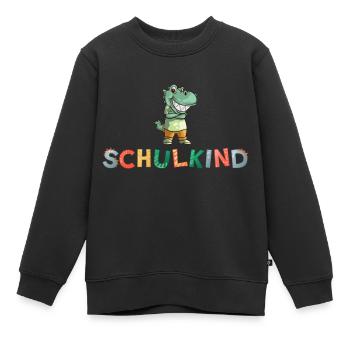 Dino Schulkind bunte Buchstaben Dinosaurier - Kinder Premium Organic Sweatshirt - Schwarz - Vorne - AI Model Kid Female (0cm)