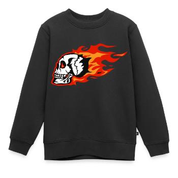 Tod Kopf profil crane skull flamme feu motrocy - Kinder Premium Organic Sweatshirt - Schwarz - Vorne - AI Model Kid Female (0cm)