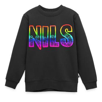 nils rs arc-en-ciel - Sweat Premium enfant bio - noir - Devant - AI Model Kid Female (0cm)