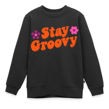 Stay Groovy - Kinder Premium Organic Sweatshirt - Schwarz - Vorne - AI Model Kid Female (0cm)