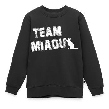 Team miau Katzenhumor - Kinder Premium Organic Sweatshirt - Schwarz - Vorne - AI Model Kid Female (0cm)