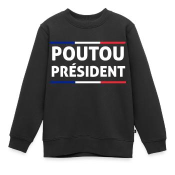 Philippe Poutou Président 2022 - Sweat Premium enfant bio - noir - Devant - AI Model Kid Female (0cm)