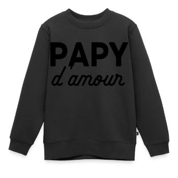 Papy - Sweat Premium enfant bio - noir - Devant - AI Model Kid Female (0cm)